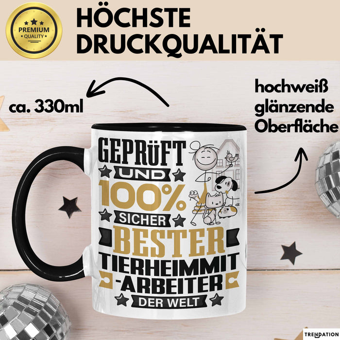 Tierheimmitarbeiter Geschenk Lustiger Spruch für Tierheimmitarbeiter Geschenkidee Bester Tierheimmitarbeiter Der Welt Schwarz Trendation
