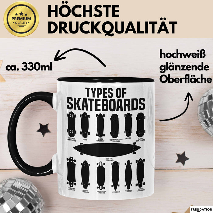 Skateboards Skater Fans Bzw Skateboard Tasse Becher Geschenk Mädchen Jungs Arten Von Skateboards Trendation