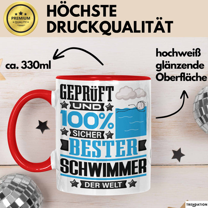 Schwimmer Geschenk Lustiger Spruch für Schwimmer Geschenkidee Bester Schwimmer Der Welt Rot Trendation