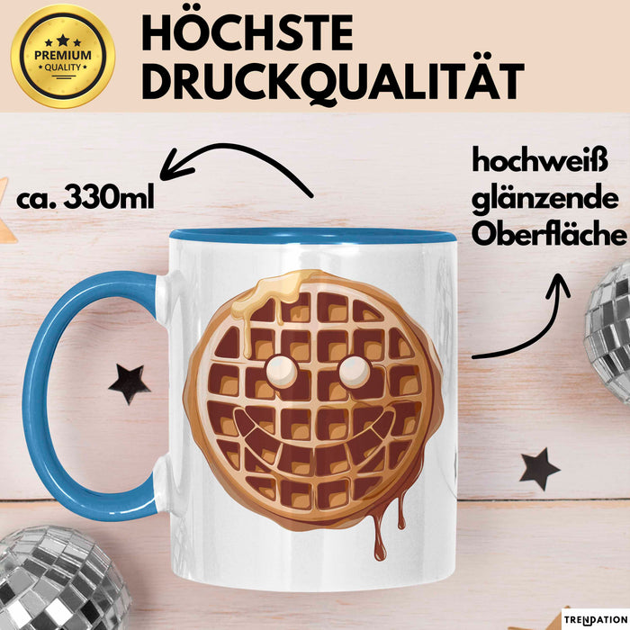 Waffel Liebhaber Tasse Geschenkidee für Sirup Fan Frühstück Blau Trendation