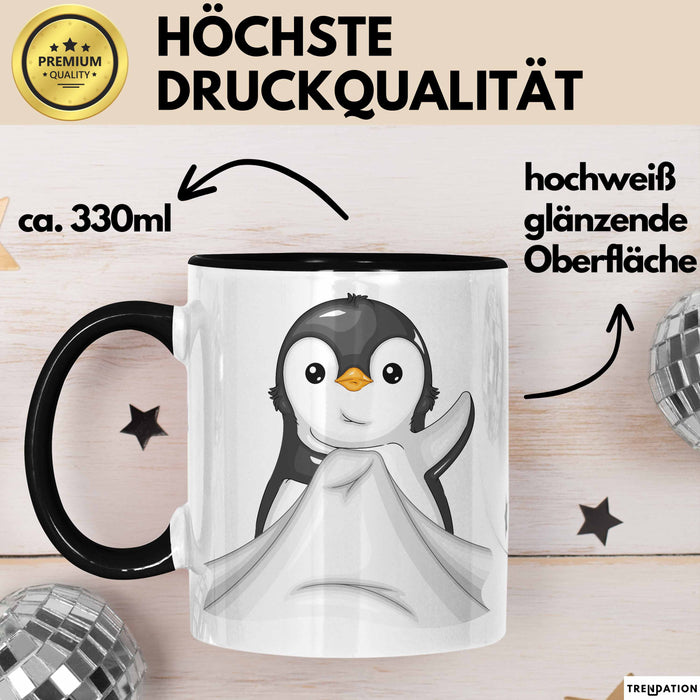 Lustige Tasse Geschenk Klein Pinguin Süßer Becher Spruch Schwarz Trendation