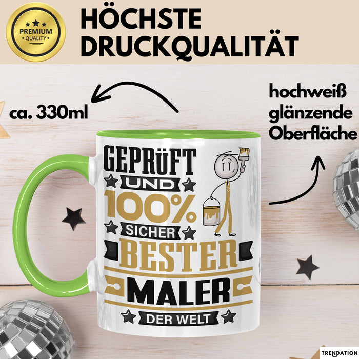 Maler Geschenk Lustiger Spruch für Maler Geschenkidee Bester Maler Der Welt Grün Trendation