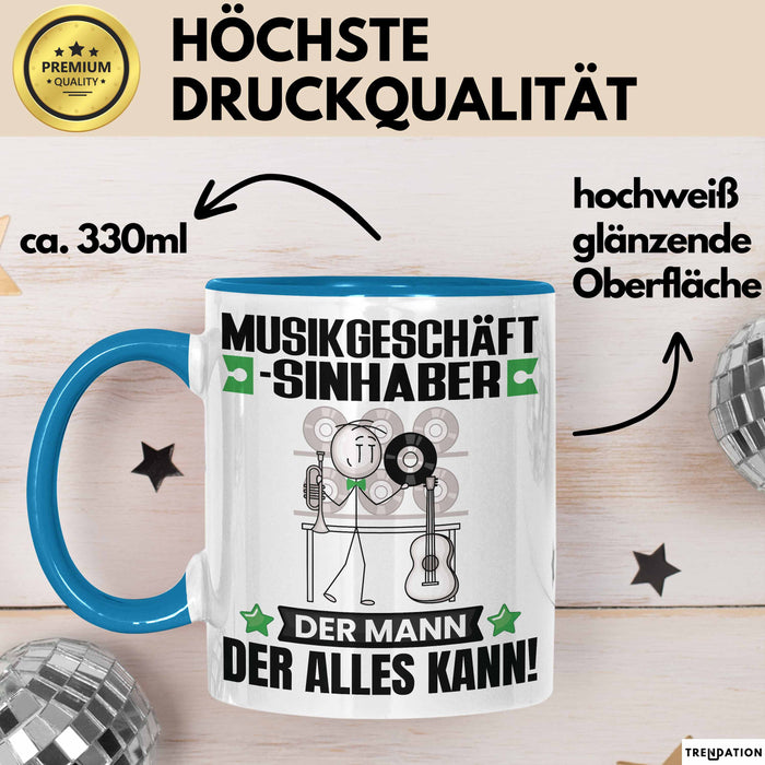 Musikgeschäftsinhaber Tasse Geschenk für Musikgeschäftsinhaber Der Mann Der Alles Kann Geschenkidee zum Geburtstag Blau Trendation
