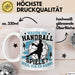 Handball Geschenk Tasse Geschenkidee Handball-Spieler Handballspielerin Mädchen Jungs Kaffee-Becher Warum Ich Handball Spiele? Weiß Trendation