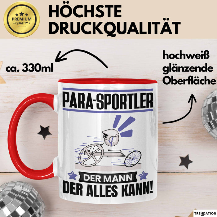 Para-Sportler Tasse Geschenk für Para-Sportler Der Mann Der Alles Kann Geschenkidee zum Geburtstag Rot Trendation