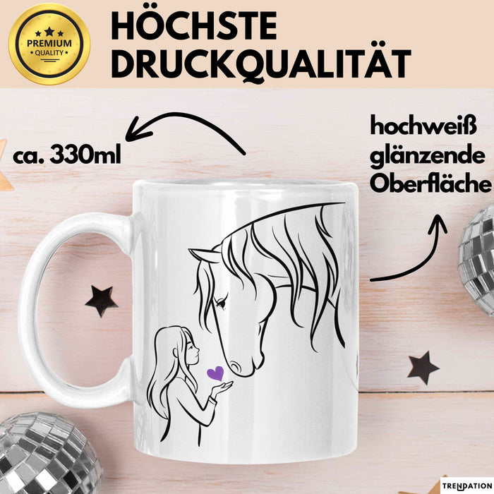Pferde Tierliebhaber Mädchen Tasse Geschenk Lustige Geschenkidee Spruch Weiß Trendation
