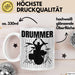Drummer Schlagzeug-Spieler Geschenk Tasse Geschenkidee Kaffee-Becher Schlagzeuger Weiß Trendation