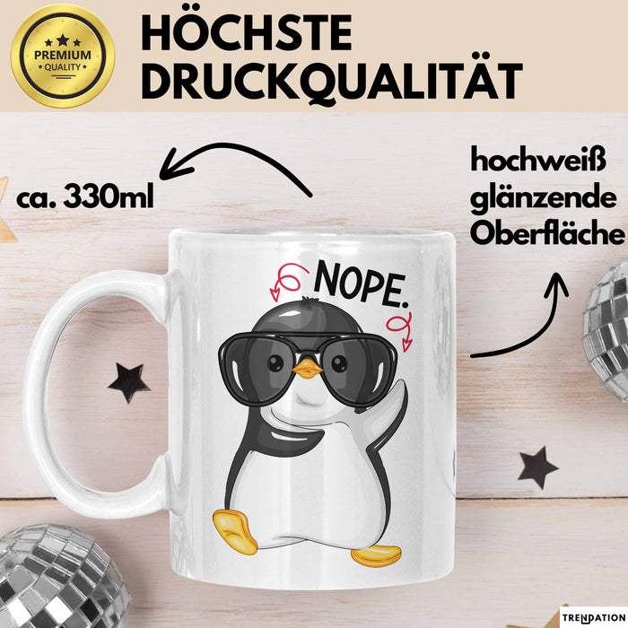 Witzige Tasse Geschenk Pinguin Mit Roter Brille Lustiger Becher Weiß Trendation