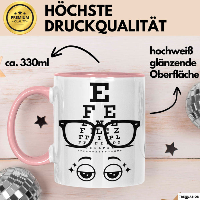Optiker Tasse Geschenk Lustige Geschenkidee Spruch Für Seh Experten Rosa Trendation