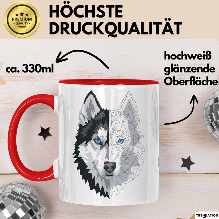 Wolf Tasse Geschenk Wolf für Wildtierfreunde Rot Trendation