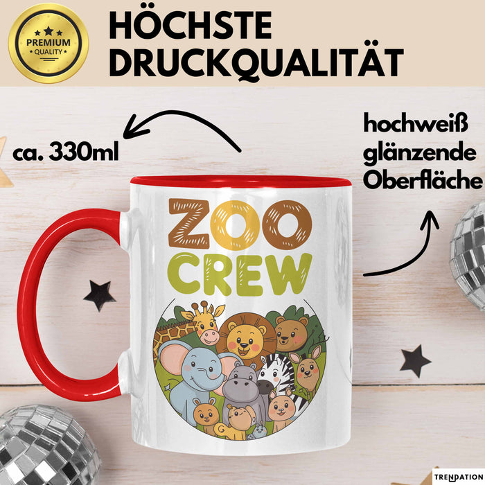 Zoo Tiere Liebhaber Tasse Geschenk Lustige Geschenkidee Spruch Zoo Crew Rot Trendation