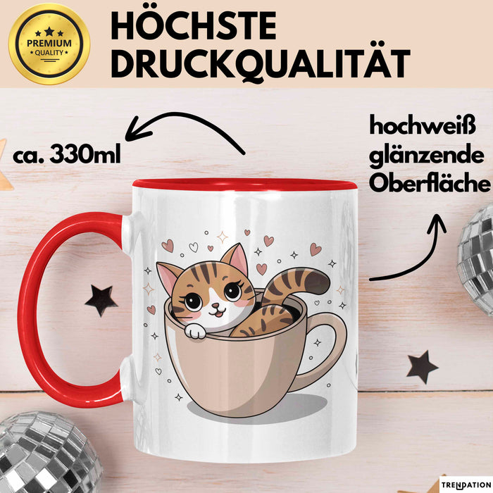 Katzenbesitzer Tasse Geschenk Lustige Geschenkidee Spruch Für Katzen Eltern Rot Trendation