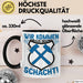 Aue im Erzgebirge Tasse Wir Kommen Aus Dem Schacht Steine Klopfen Kaffee-Becher Geschenkidee Geschenk Schwarz Trendation