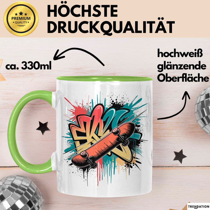 Skater Tasse Geschenkidee Skateboard Fan Lustiger Spruch Geschenkidee Lustig Grün Trendation