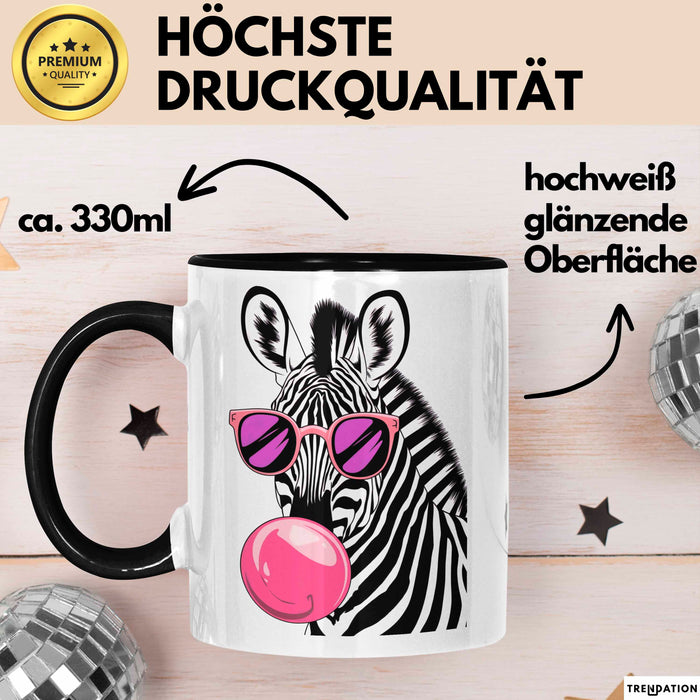 Zebra Kaugummi Tasse Geschenk Lustige Geschenkidee Spruch Schwarz Trendation