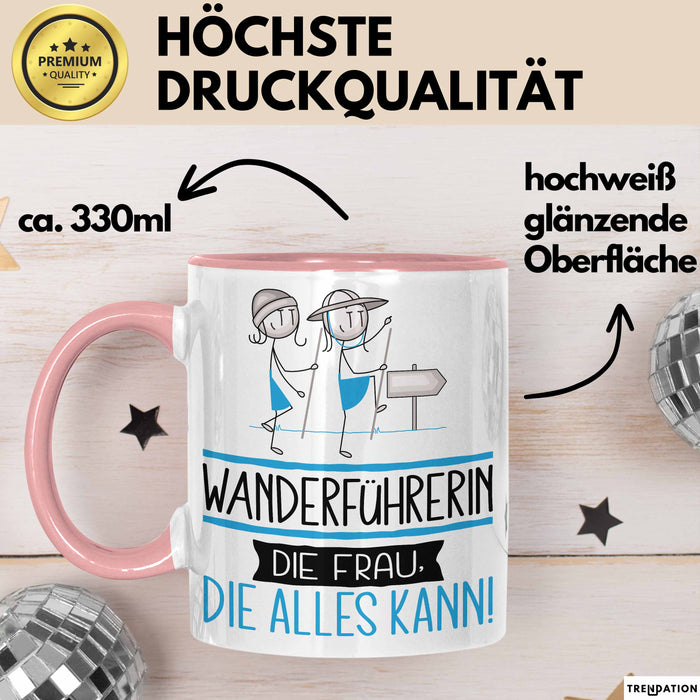 Wanderführerin Geschenk Tasse Becher Die Frau Die Allen Kann Geschenkidee für eine Wanderführerin Lustig Rosa Trendation