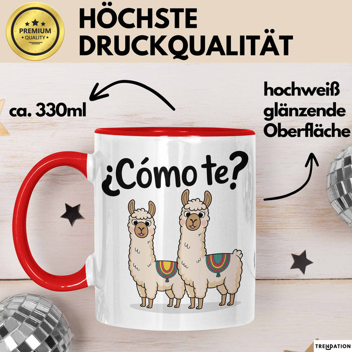 Spanischlehrer Unterricht Tasse Geschenk Lustige Geschenkidee Spruch ¿Cómo Te Llamas Rot Trendation