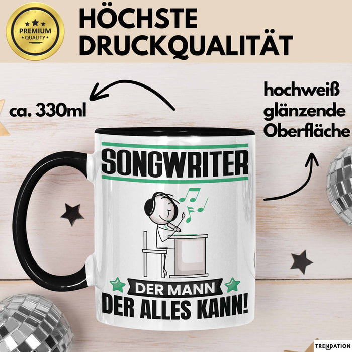 Songwriter Tasse Geschenk für Songwriter Der Mann Der Alles Kann Geschenkidee zum Geburtstag Schwarz Trendation