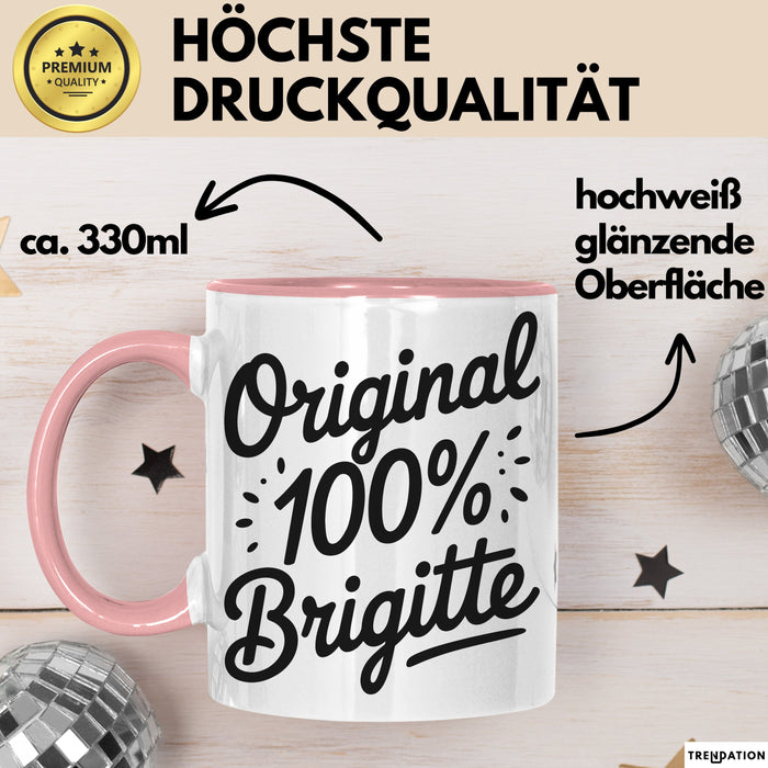 Brigitte Tasse Geschenk Original 100% Brigitte Geschenkidee Geburtstag Rosa Trendation