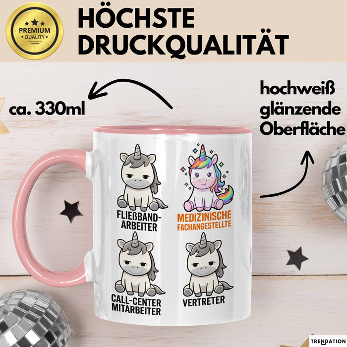 Arzt Einhorn Tasse Geschenk Lustige Geschenkidee Spruch Medizinische Fachangestellte Rosa Trendation