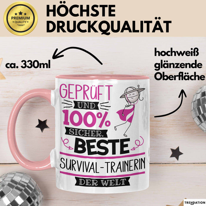 Survival-Trainerin Geschenk Becher Tasse Gott Schuf Alle Menschen Gleich Nur Die Besten Durfeten Survival-Trainerin Werden Geschenkidee Lustig Rosa Trendation