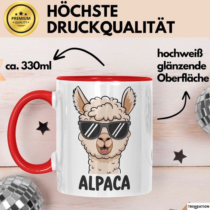 Alpaka Liebhaber Tasse Geschenkidee Flauschiger Tierfan Geschenkidee Lustig Rot Trendation
