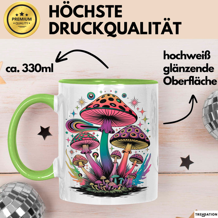 Pilz Fan Tasse Geschenkidee für Pilzliebhaber Grün Trendation