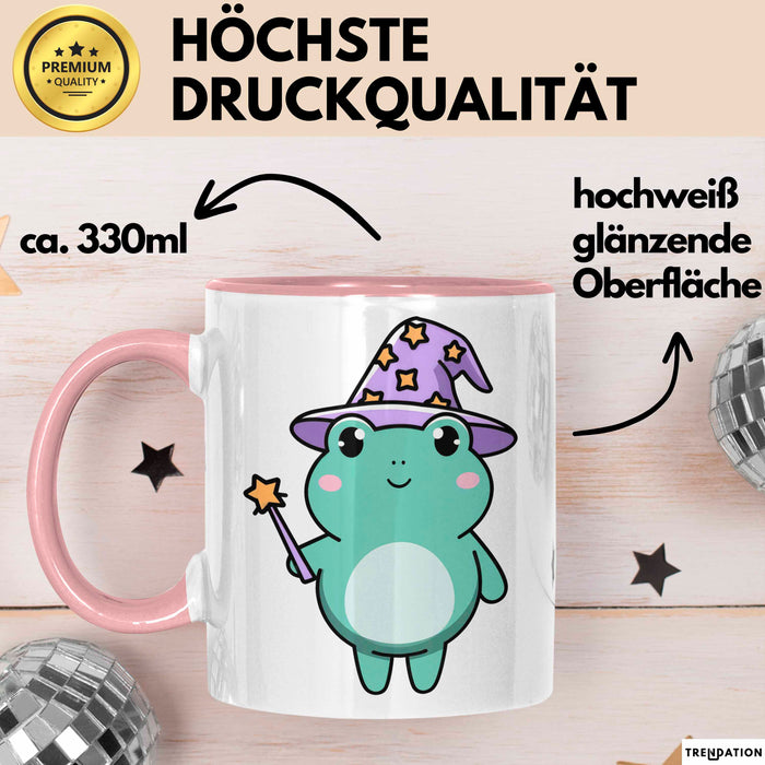 Frosch Tier Zauberer Tasse Geschenk Lustige Geschenkidee Spruch Rosa Trendation