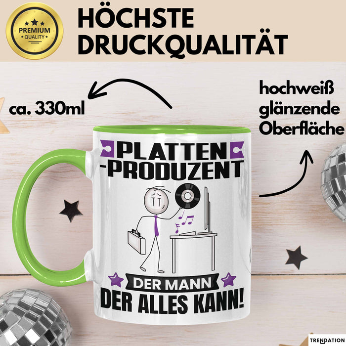 Plattenproduzent Tasse Geschenk für Plattenproduzent Der Mann Der Alles Kann Geschenkidee zum Geburtstag Grün Trendation