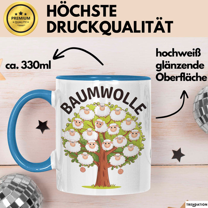 Schaf Tier Tasse Geschenk Baumwolle Geschenkidee Bauernhof Geschenkidee Lustig Blau Trendation
