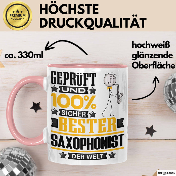 Saxophonist Geschenk Lustiger Spruch für Saxophonist Geschenkidee Bester Saxophonist Der Welt Rosa Trendation