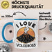 Vulkan Liebhaber Tasse Geschenk I Love Volcanoes Becher Blau Trendation
