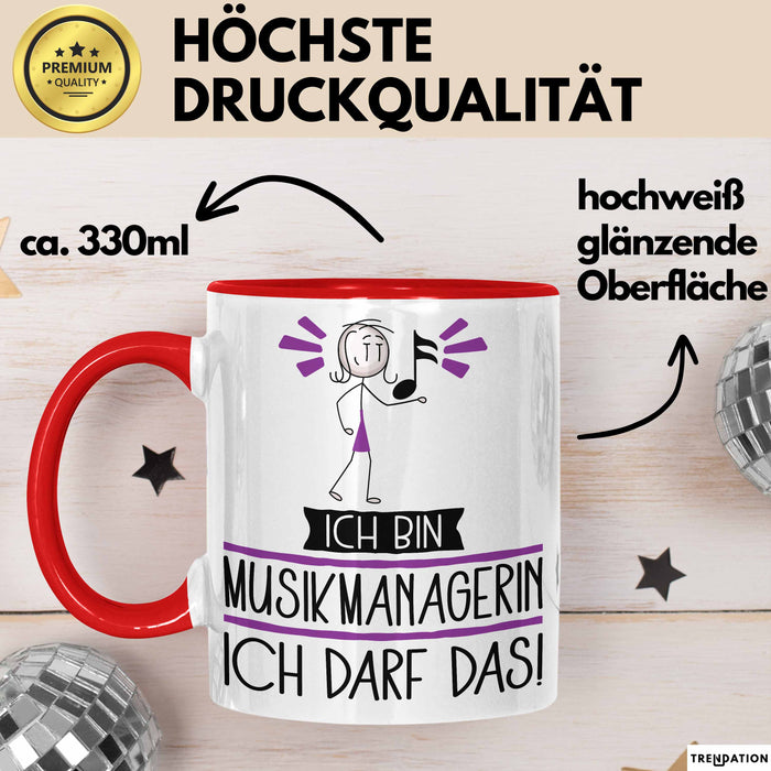 Geschenk für Musikmanagerin Tasse Lustige Geschenkidee Geburtstag Ich Bin Musikmanagerin Ich Darf Das Rot Trendation