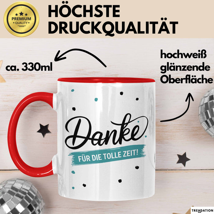 Lehrer Wertschätzung Danke Tasse Geschenk Lustige Geschenkidee Spruch Danke Für Die Tolle Zeit Rot Trendation