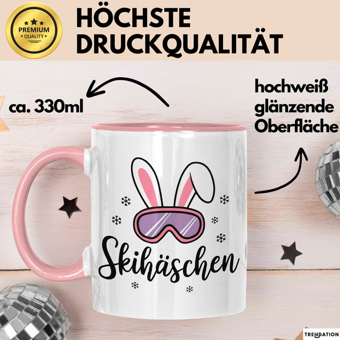 Skifahren Skifahrer Tasse Geschenk Skihäschen Geschenkidee Geschenkidee Lustig Rosa Trendation