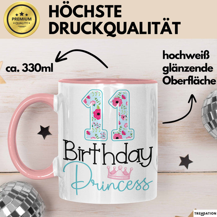 11 Birthday Princess Tasse Mädchen Geschenk 11. Geburtstag Krone Rosa Trendation