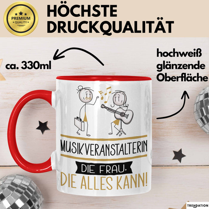 Musikveranstalterin Geschenk Tasse Becher Die Frau Die Allen Kann Geschenkidee für eine Musikveranstalterin Lustig Rot Trendation