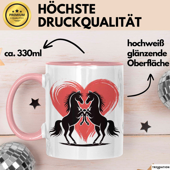 Pferd Tier Herz Tasse Geschenk Lustige Geschenkidee Spruch Rosa Trendation