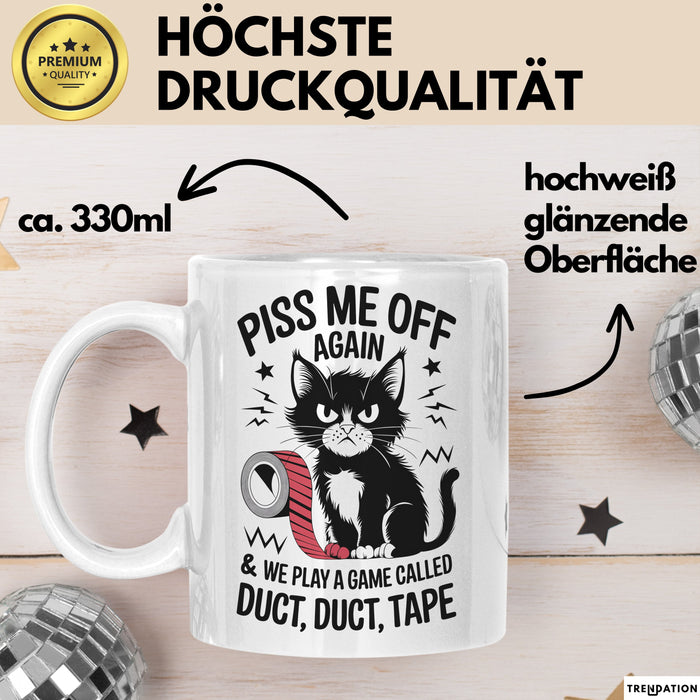 Katzen Tasse Geschenk Duct Duct Tape Geschenkidee Lustig Katze Sarkasmus Weiß Trendation