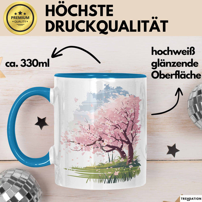 Frühlingszeit Tasse Geschenkidee für Naturliebhaber Blau Trendation