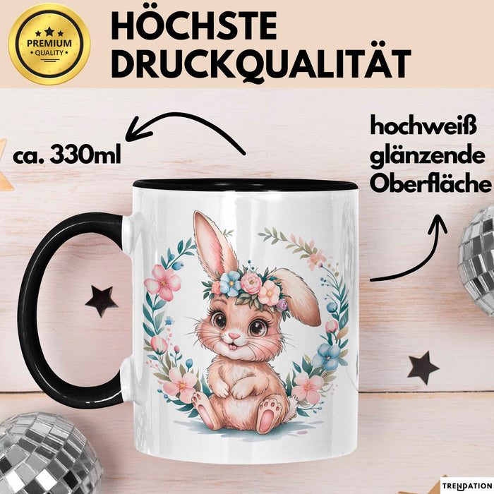 Kaninchen Hase Tierliebhaber Tasse Geschenk Lustige Geschenkidee Spruch Schwarz Trendation