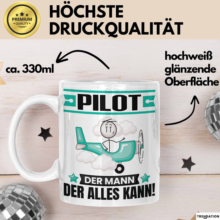Pilot Tasse Geschenk für Pilot Der Mann Der Alles Kann Geschenkidee zum Geburtstag Weiß Trendation