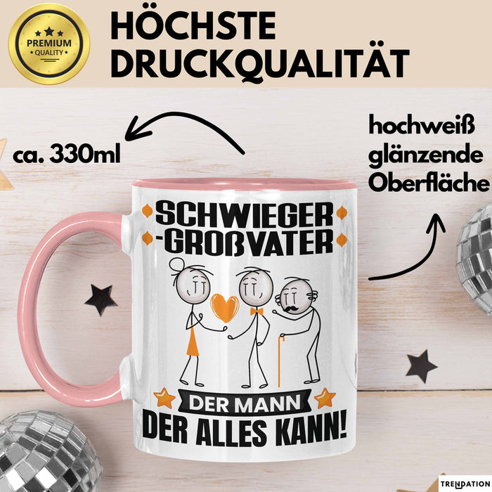 Schwiegergroßvater Tasse Geschenk für Schwiegergroßvater Der Mann Der Alles Kann Geschenkidee zum Geburtstag Rosa Trendation