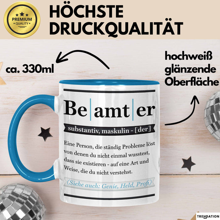 Beamter Tasse Geschenk Humorvoll Kollege Abschiedsgeschenk Blau Trendation