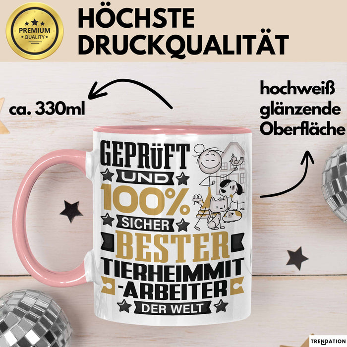 Tierheimmitarbeiter Geschenk Lustiger Spruch für Tierheimmitarbeiter Geschenkidee Bester Tierheimmitarbeiter Der Welt Rosa Trendation