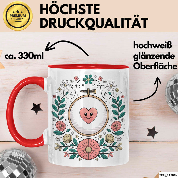 Stickerei Liebhaber Tasse Geschenk Lustige Geschenkidee Spruch Für Stich Künstler Rot Trendation