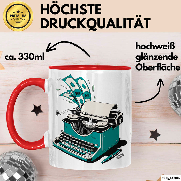 Freiberuflicher Autor Tasse Geschenkidee für Wortliebhaber Rot Trendation