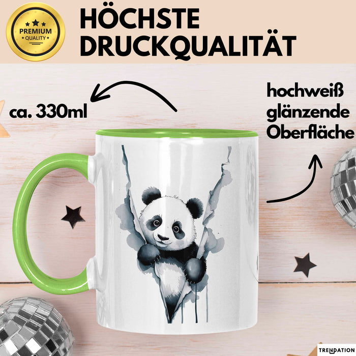 Panda Tierliebhaber Tasse Geschenk Lustige Geschenkidee Spruch Grün Trendation