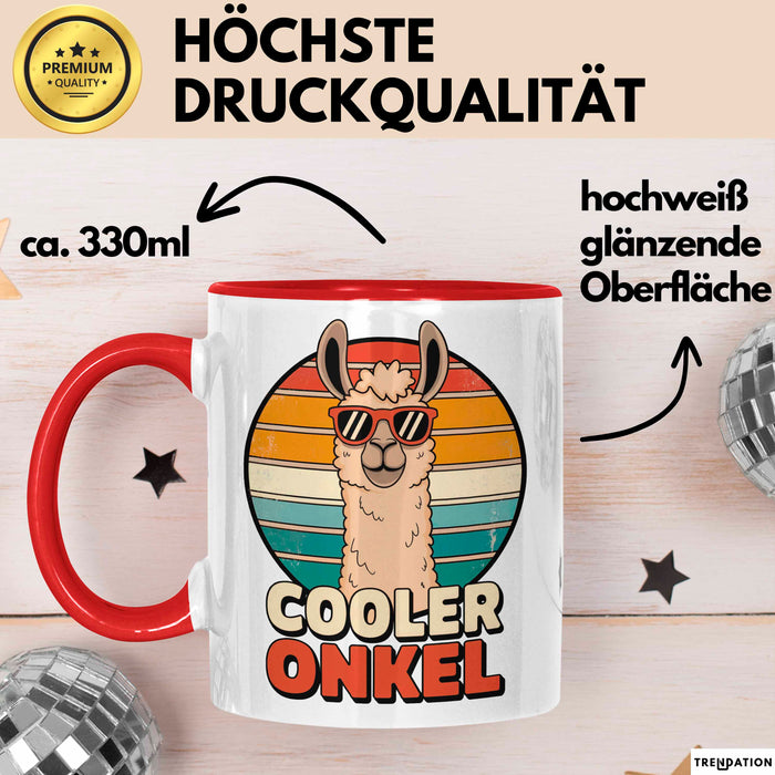 Onkel Lama Sarkastisch Sarkasmus Tasse Geschenk Lustige Geschenkidee Spruch Cooler Onkel Rot Trendation