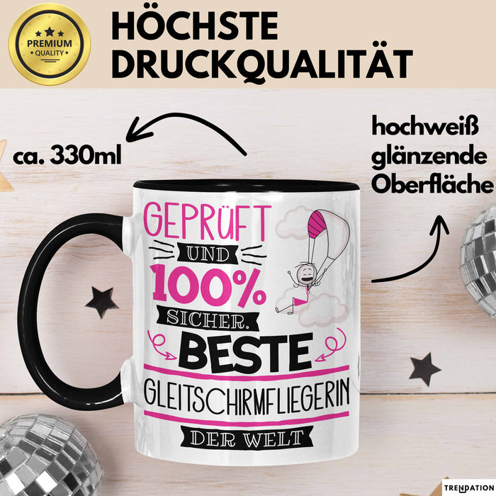 Beste Gleitschirmfliegerin Der Welt Tasse Geschenk für Eine Gleitschirmfliegerin Geprüft Und Sicher Geschenkidee Geburtstag Weihnachten Trendation